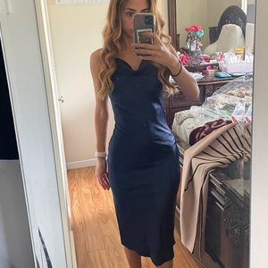 Beginning Boutique Schiffer Slip Midi Dress Midnight Blue Size 0